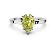 Hidden Halo Engagement Ring Setting for Fancy Yellow Pear-Shaped Center with Wide Flat Plain Band and Prong Head in Platinum