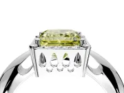 Halo Engagement Ring Setting for Fancy Yellow Princess Cut Center with Tapered Plain Band and Prong Head in Platinum