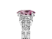 Solitaire Engagement Ring Setting for Fancy Pink Oval Center with Filigree Band and Prong Head in Platinum