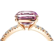 Solitaire Engagement Ring Setting for Fancy Pink Asscher Cut Center with Large Accent Band and Prong Head in Rose Gold