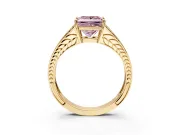 Split Shank Engagement Ring Setting for Fancy Pink Princess Cut Center with Pave Split Shank and Prong Head in Yellow Gold
