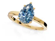 Hidden Halo Engagement Ring Setting for Fancy Blue Pear-Shaped Center with Wide Flat Plain Band and Prong Head in Yellow Gold