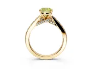 Solitaire Engagement Ring Setting for Fancy Yellow Cushion Cut Center with Crossover Accents and Prong Head in Yellow Gold