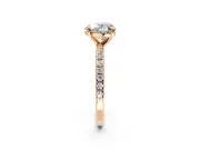 Solitaire Engagement Ring Setting for Heart-Shaped Center with Fine Pave Narrow Band and Prong Head in Rose Gold
