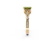 Solitaire Engagement Ring Setting for Fancy Yellow Emerald Cut Center with Marquise and Bezel Accents and Prong Head in Yellow Gold