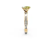 Solitaire Engagement Ring Setting for Fancy Yellow Oval Center with Channel Baguette Band and Prong Head in Yellow Gold