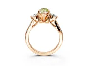 3 Stone Engagement Ring Setting for Fancy Yellow Marquise Center with Crossover Basket, Pave Band and Prong Head in Rose Gold
