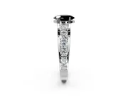 Solitaire Engagement Ring Setting for Fancy Black Oval Center with Graduated Shared Prongs and Prong Head in White Gold