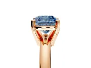 Solitaire Engagement Ring Setting for Fancy Blue Cushion Cut Center with Wire Band and Prong Head in Rose Gold