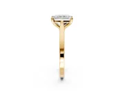 Solitaire Engagement Ring Setting for Radiant Cut Center with Tapered Shoulders and Prong Head in Yellow Gold