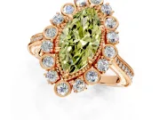 Milgrain Halo Engagement Ring Setting for Fancy Yellow Marquise Center with Bezel Point Accents and Prong Head in Rose Gold