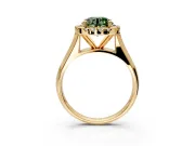 Halo Engagement Ring Setting for Fancy Green Round Cut Center with Square Band and Prong Head in Yellow Gold