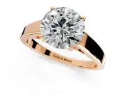Solitaire Engagement Ring Setting for Round Cut Center with Tapered Split Shoulders and Prong Head in Rose Gold
