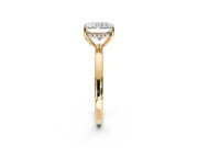 Solitaire Engagement Ring Setting for Radiant Cut Center with Fine Wire Band and Prong Head in Yellow Gold