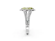 Halo Engagement Ring Setting for Fancy Yellow Marquise Center with Narrow Pave Split Shank and Prong Head in Sterling Silver
