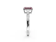 3 Stone Engagement Ring Setting for Fancy Pink Emerald Cut Center with Baguette Accents and Prong Head in Platinum
