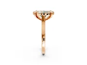 Single Halo Engagement Ring Setting for Fancy Green Oval Center with Corner Claws, Plain Band and Prong Head in Rose Gold