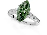 Solitaire Engagement Ring Setting for Fancy Green Marquise Center with Crossover Accents and Prong Head in Platinum