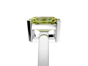 Solitaire Engagement Ring Setting for Fancy Yellow Emerald Cut Center with Plain Band and Flat Tab Prong Head in Sterling Silver