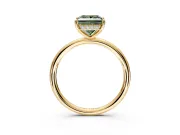 Solitaire Engagement Ring Setting for Fancy Green Princess Cut Center with Plain Band, Open Basket and Prong Head in Yellow Gold