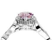 Halo Engagement Ring Setting for Fancy Pink Pear-Shaped Center with Leaf Motif Split Shank and Prong Head in Sterling Silver