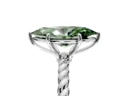 Solitaire Engagement Ring Setting for Fancy Green Marquise Center with Plain Twisted Rope Band and Prong Head in Sterling Silver
