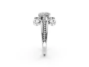 Solitaire Engagement Ring Setting for Cushion Cut Center with Twisted Band and Scroll Prong Head in Sterling Silver