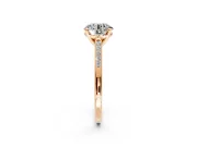Solitaire Engagement Ring Setting for Round Cut Center with Channel Accents and Prong Head in Rose Gold
