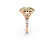 Double Halo Engagement Ring Setting for Fancy Yellow Marquise Center with Narrow Pave Split Shank and Prong Head in Rose Gold