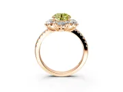 Floral Halo Engagement Ring Setting for Fancy Yellow Round Cut Center with Pave Accents and Prong Head in Rose Gold