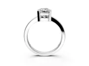 Solitaire Engagement Ring Setting for Radiant Cut Center with Plain Band and Flat Tab Prong Head in Sterling Silver