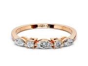 Marquise and Round Cut Lab-Grown Diamond 5 Stone Half Eternity Wedding Band with Prong Setting in Rose Gold