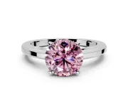 Solitaire Engagement Ring Setting for Fancy Pink Round Cut Center with Flat-Sided Plain Band and Prong Head in Platinum