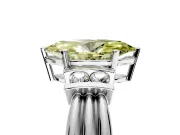 Solitaire Engagement Ring Setting for Fancy Yellow Marquise Center with Grooved Bar Accent Band and Prong Head in Sterling Silver