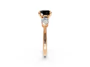 3 Stone Engagement Ring Setting for Fancy Black Round Cut Center with Large Pear-Shaped Accents and Prong Head in Rose Gold