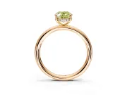 Hidden Halo Engagement Ring Setting for Fancy Yellow Oval Center with Thin Rounded Band and Prong Head in Rose Gold