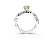 Solitaire Engagement Ring Setting for Fancy Yellow Marquise Center with Bar-Station Pave Twist and Prong Head in Sterling Silver
