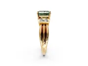 Solitaire Engagement Ring Setting for Fancy Green Princess Cut Center with Grooved Bar Accent Band and Prong Head in Yellow Gold