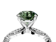 Solitaire Engagement Ring Setting for Fancy Green Round Cut Center with Marquise Panel Band and Prong Head in Sterling Silver