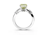Bar-Set Engagement Ring Setting for Fancy Yellow Asscher Cut Center with Tapered Baguette Accents and Prong Head in Platinum
