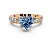 Solitaire Engagement Ring Setting for Fancy Blue Heart-Shaped Center with Channel-Set Accents and Prong Head in Rose Gold