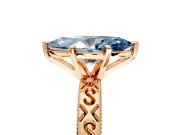 Solitaire Engagement Ring Setting for Fancy Blue Marquise Center with Scrollwork Band and Prong Head in Rose Gold
