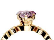 Solitaire Engagement Ring Setting for Fancy Pink Heart-Shaped Center with Milgrain Bezel Accents and Prong Head in Yellow Gold