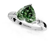 Solitaire Engagement Ring Setting for Fancy Green Heart-Shaped Center with Beaded Shoulders and Prong Head in Platinum