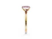 Solitaire Engagement Ring Setting for Fancy Pink Radiant Cut Center with Straight Thin Band and Prong Head in Yellow Gold