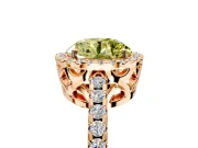 Accent Halo Engagement Ring Setting for Fancy Yellow Round Cut Center with Full-Length Pave Band and Prong Head in Rose Gold