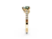 Solitaire Engagement Ring Setting for Fancy Green Heart-Shaped Center with Crossover Accents and Prong Head in Yellow Gold