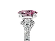 Solitaire Engagement Ring Setting for Fancy Pink Oval Center with Crossover Accents and Prong Head in Platinum