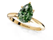 Solitaire Engagement Ring Setting for Fancy Green Pear-Shaped Center with Knife Ridge Band and Claw Prong Head in Yellow Gold