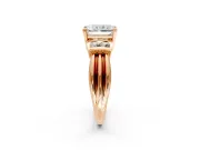 Solitaire Engagement Ring Setting for Radiant Cut Center with Grooved Bar Accent Band and Prong Head in Rose Gold